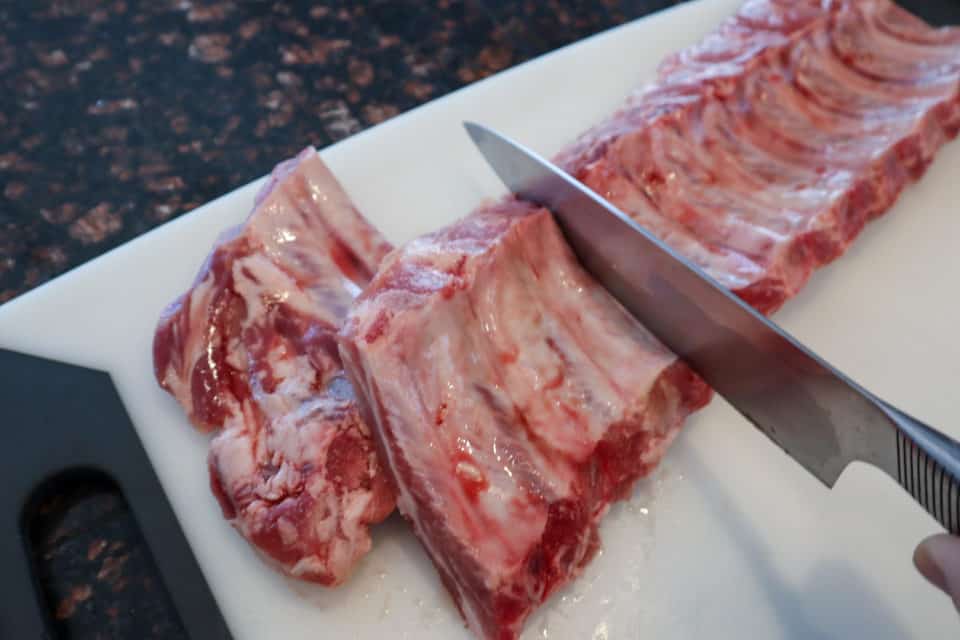 Picture of slab of ribs for Slow Cooker Sweet & Sour Ribs
