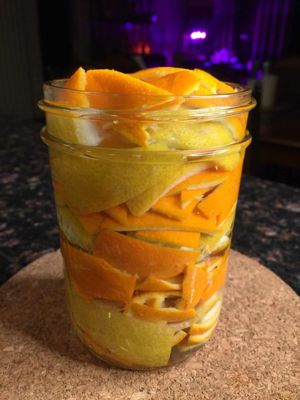 Citrus peels in a jar.