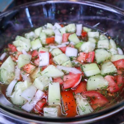 Cucumber, Tomato and Onion Marinated Salad
