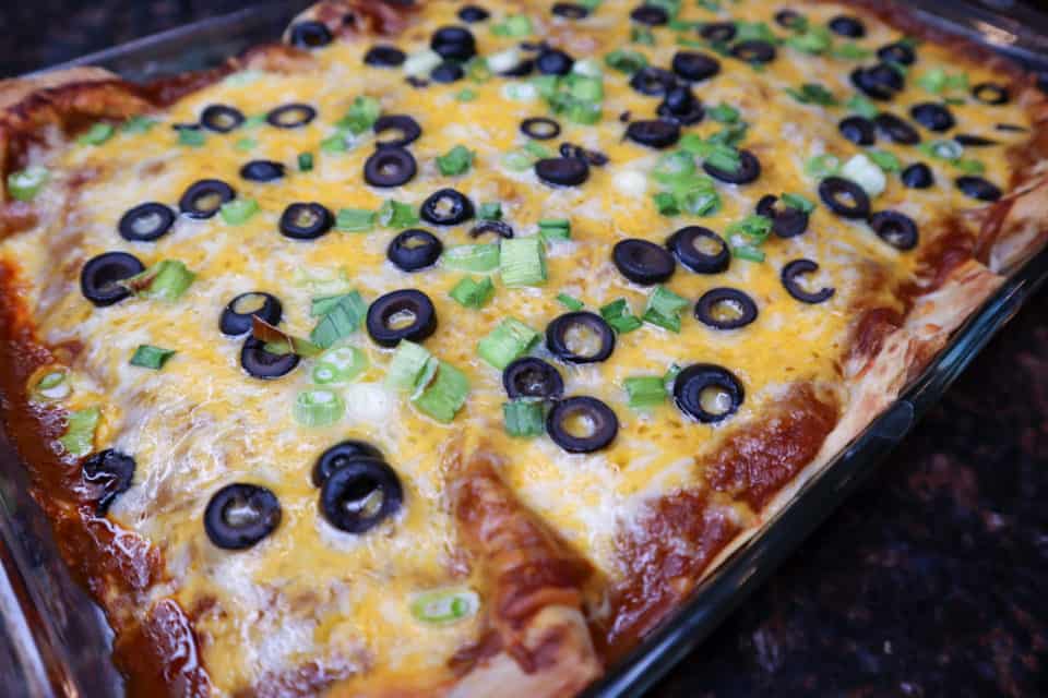 Picture of finished Baked Chicken Enchiladas.