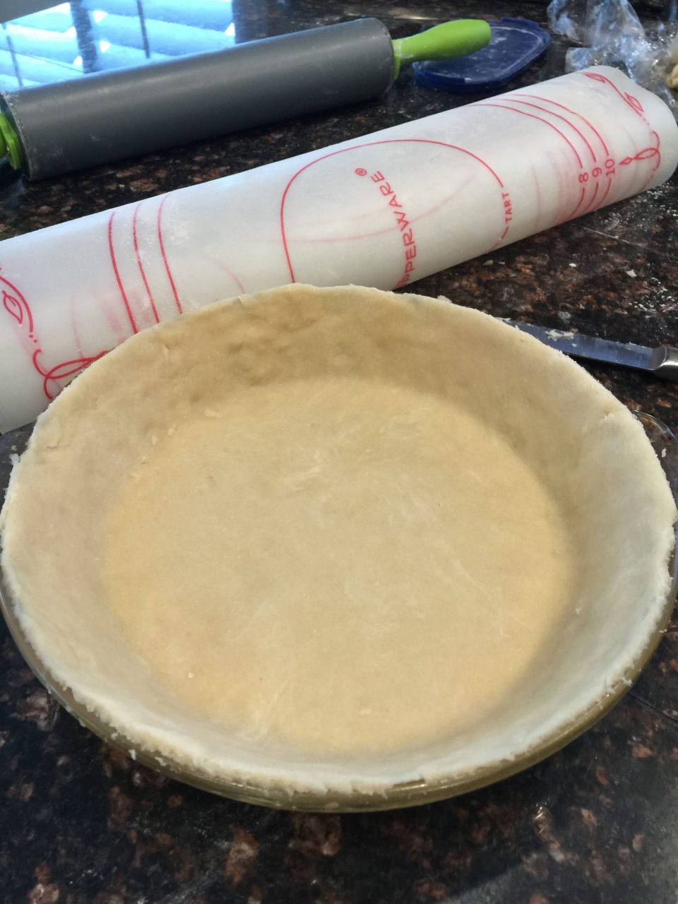 Unbaked Pie Crust in a pie plate.