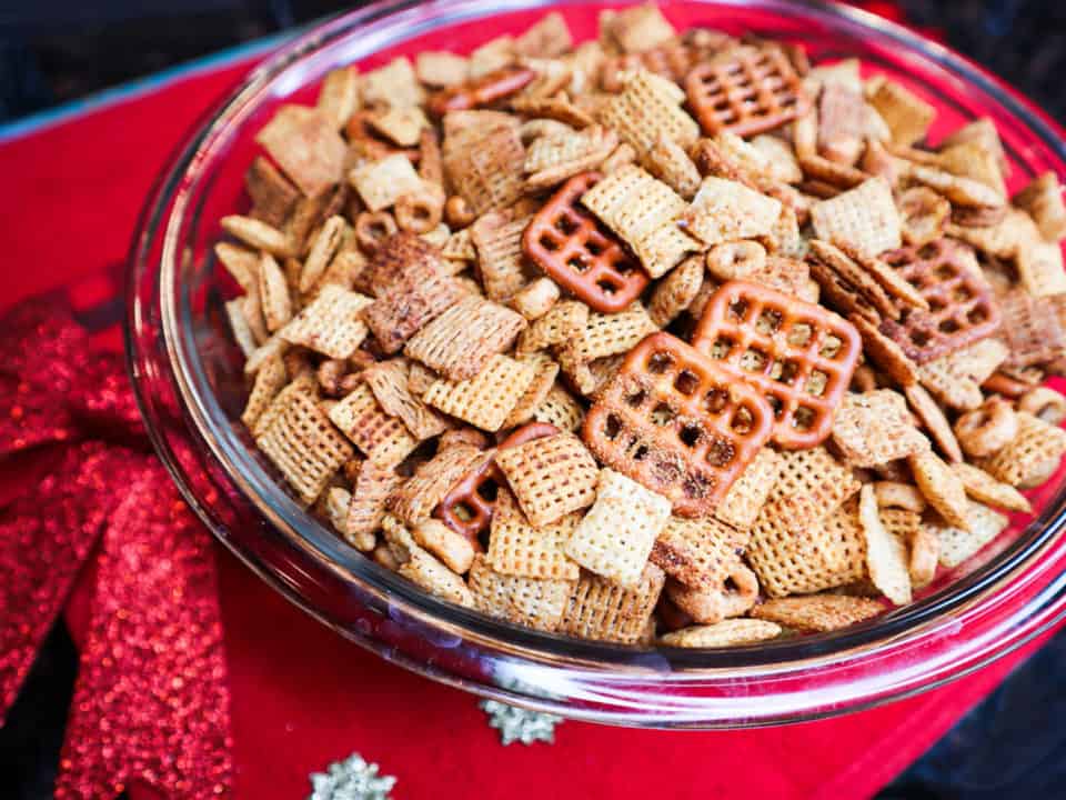 Finished Savory Chex Mix, ready to eat.