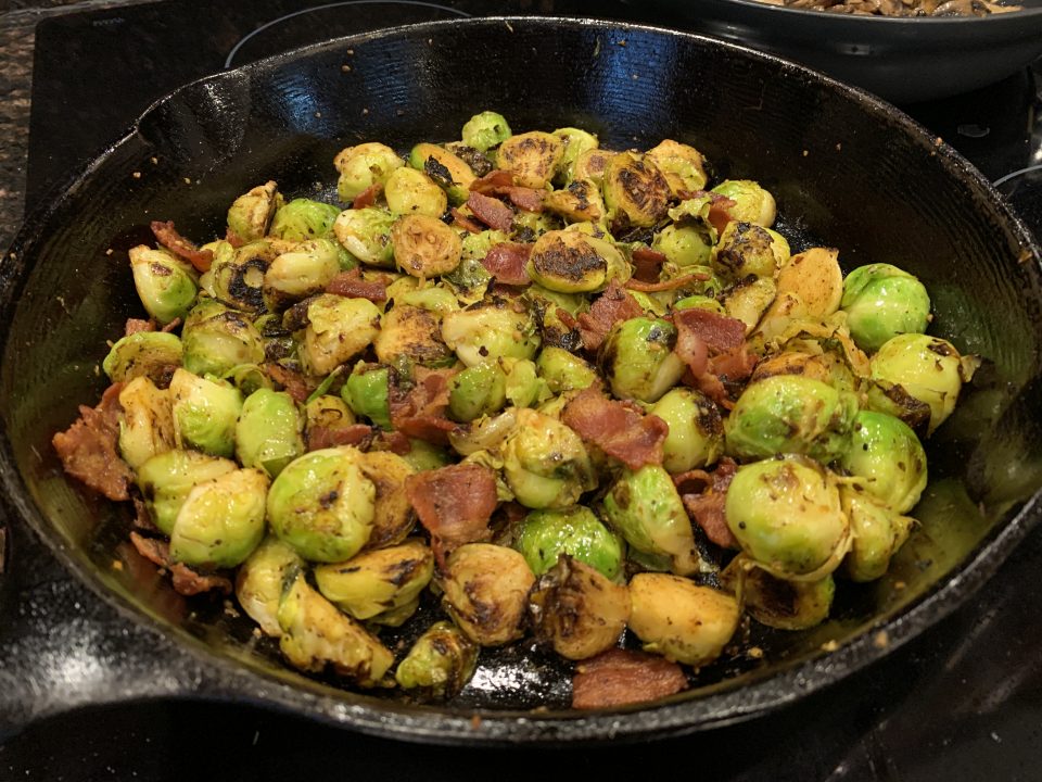 Pan Fried Brussels Sprouts with Bacon
