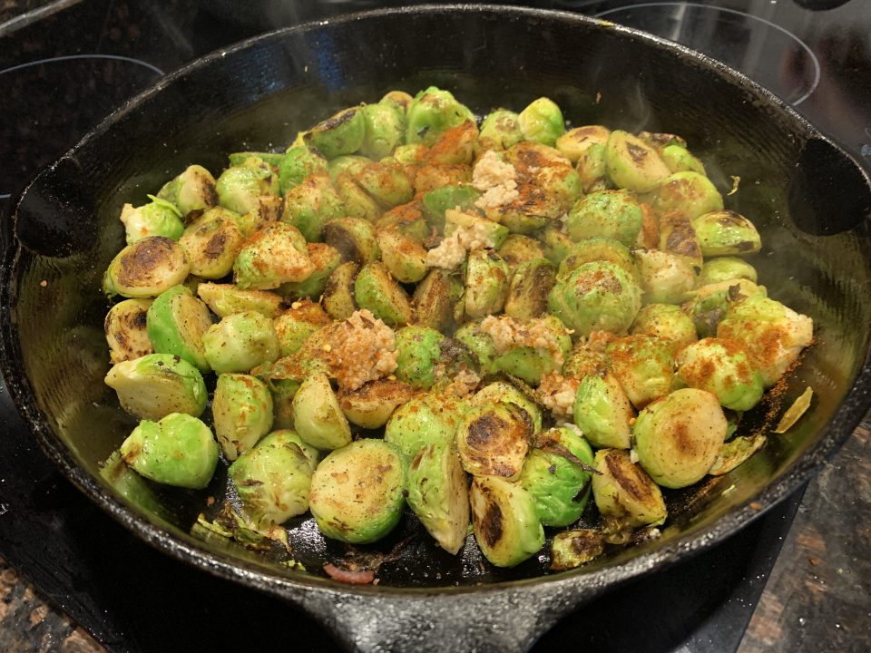 Pan Fried Brussels Sprouts with Bacon