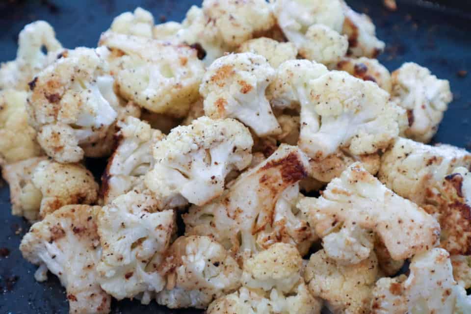 Picture of finished, ready to eat Oven Roasted Cauliflower.