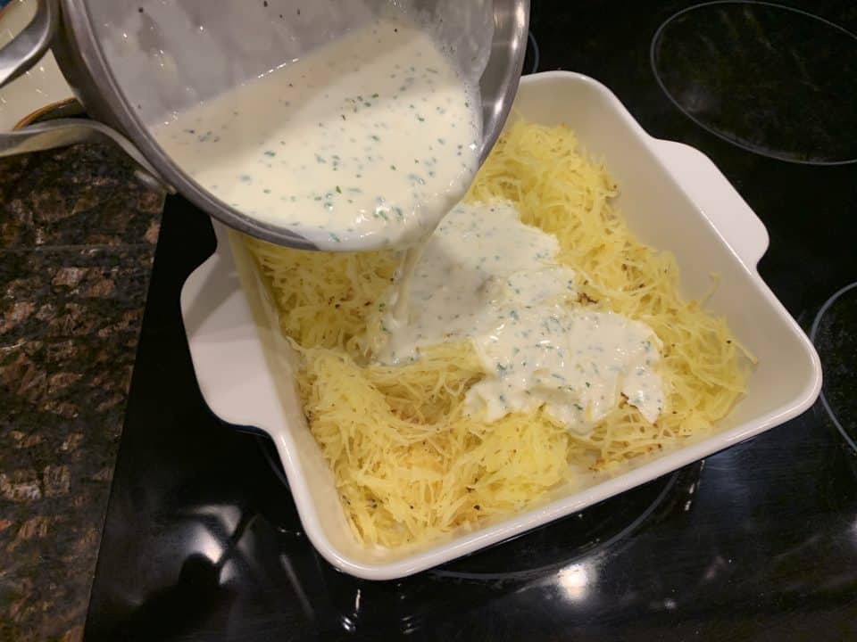 Keto Alfredo Spaghetti Squash Bake
