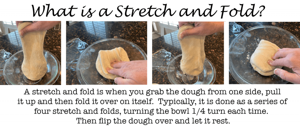 Pictures of step by step stretch and fold process