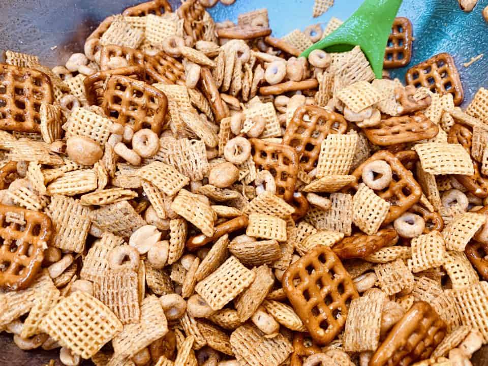Savory Chex Mix ready to bake!