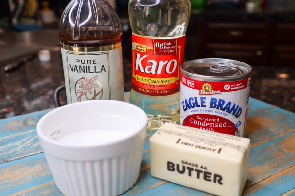 Ingredients for Homemade Soft Caramels.
