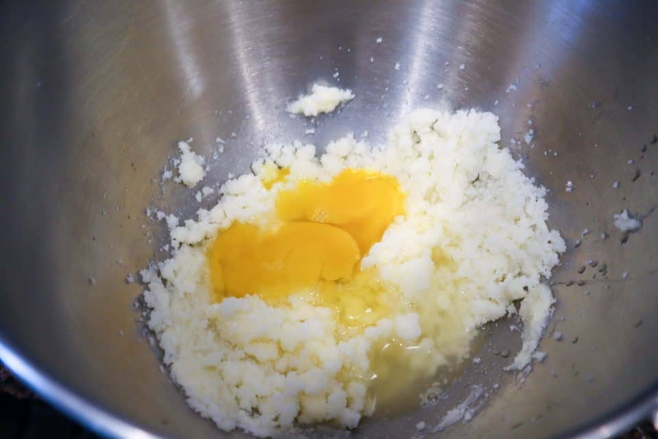 Butter, sugar, eggs, lemon juoce and milk before mixing.
