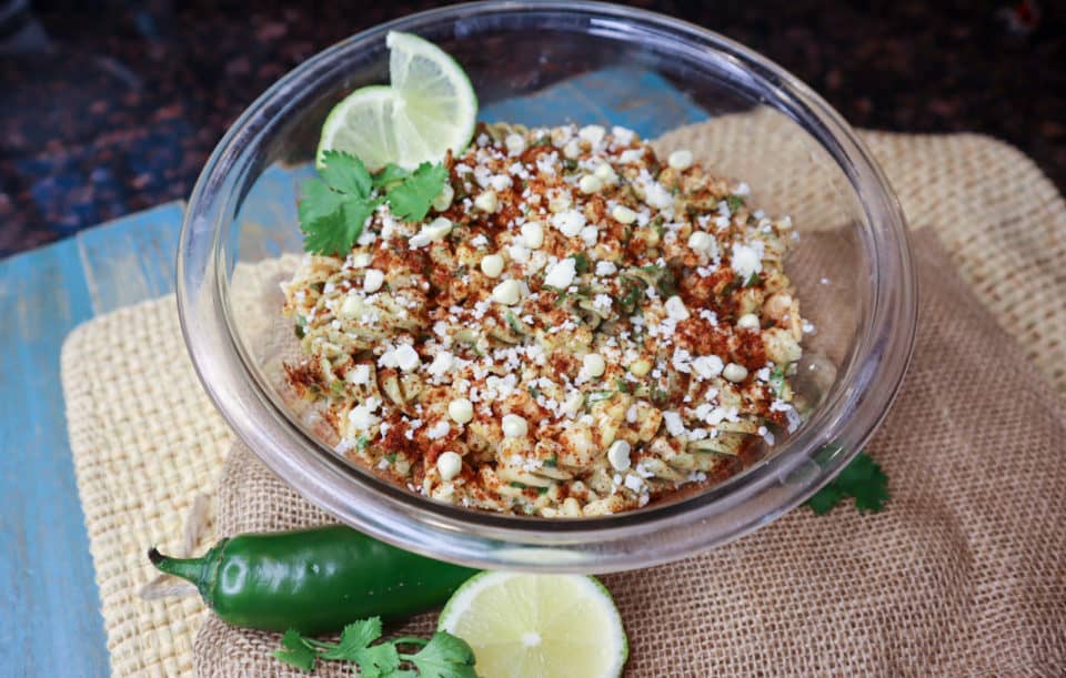 Finished picture of Mexican Elote Corn Pasta Salad