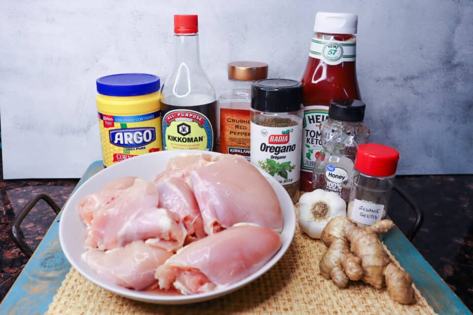 Ingredients for Sweet Slow Cooker Chicken Thighs.