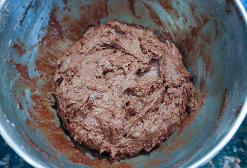 Refrigerating the Chocolate Crinkle Cookie dough to make it easier for rolling.